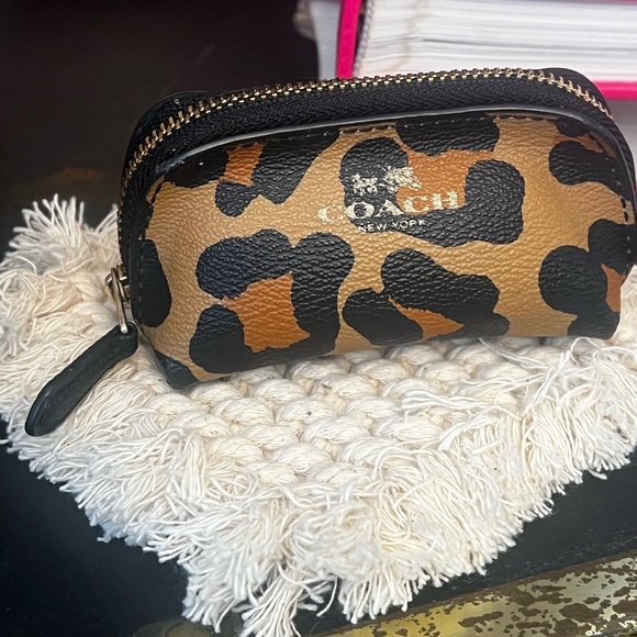 Coach Handbags - Coach Black Animal Print Coin Pouch mini purse